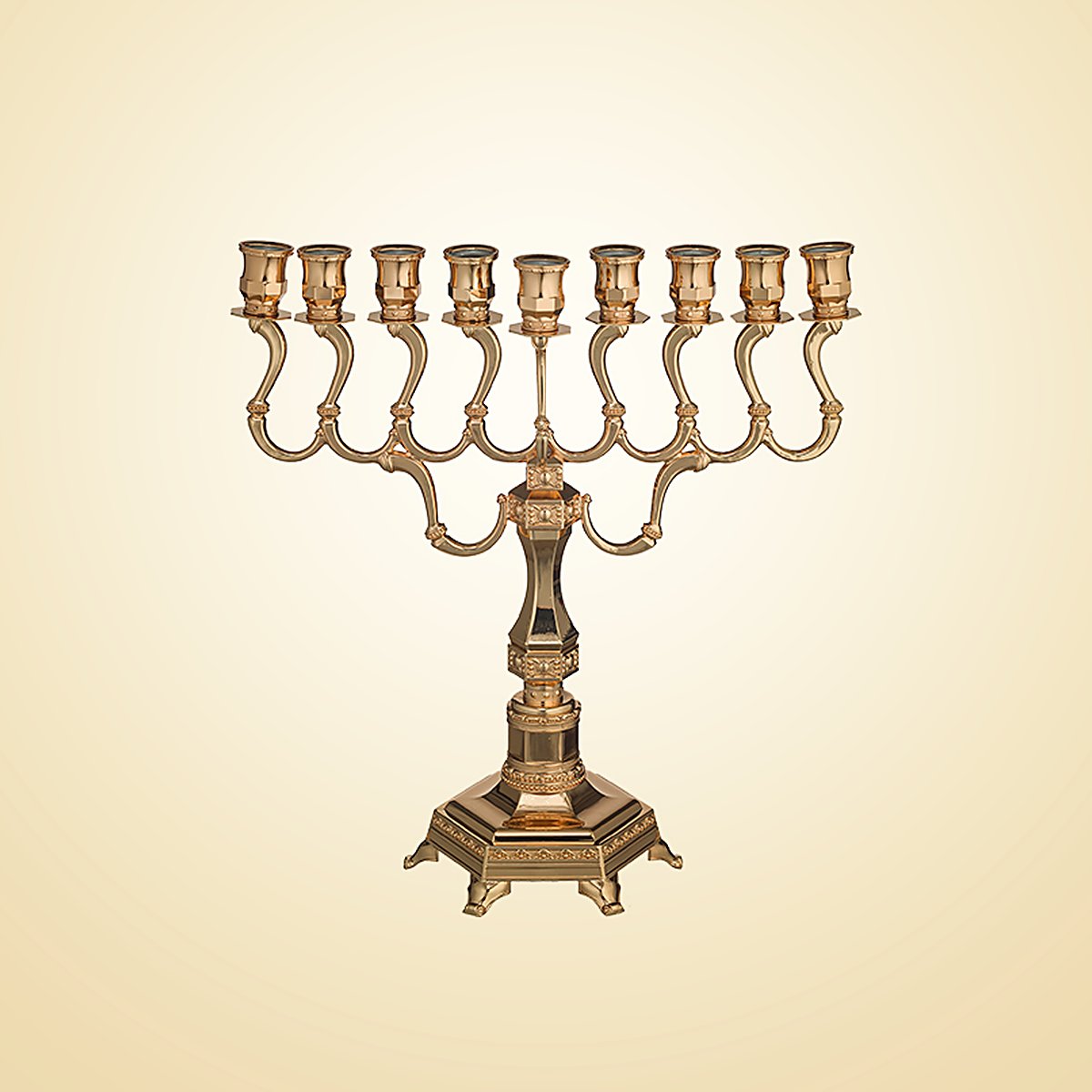 חנוכייה ״יהלום״ בציפוי רוז גולד, 36×35 ס״מ, חגי ישראל