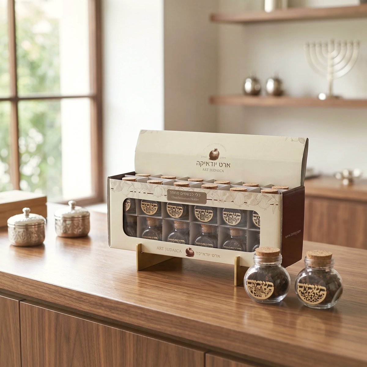 סטנד כלי בשמים זכוכית עם ציפורן מעורב 24 יחידות, תמונת המחשה